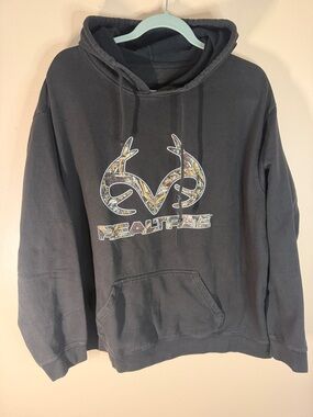 Realtree Black Crewneck Sweatshirt with Camo Antler Logo